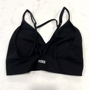 3/$25 sport bra offer
VS PINK strappy back black sports bralette